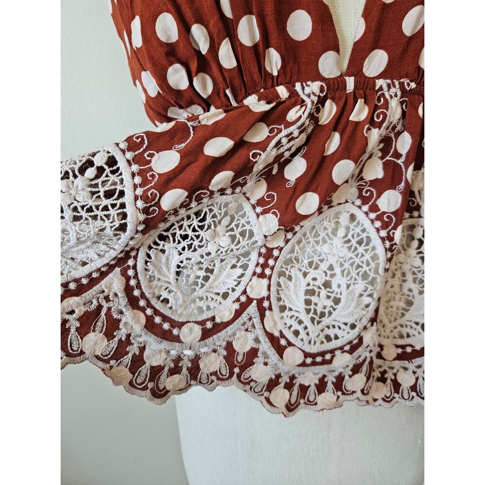 Free People Lunch Date Crochet Detail Halter Neck Top, Size M - Picture 5 of 8